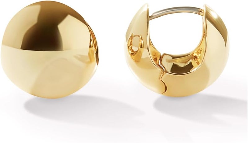 Tewiky Chunky Gold Hoop Earrings for Women, 14k Gold Plated Thick Triple Hoop Earrings Hypoallergenic Trendy Chunky Gold Hoops Earrings Dainty Jewelry Gifts for Women - Image 1